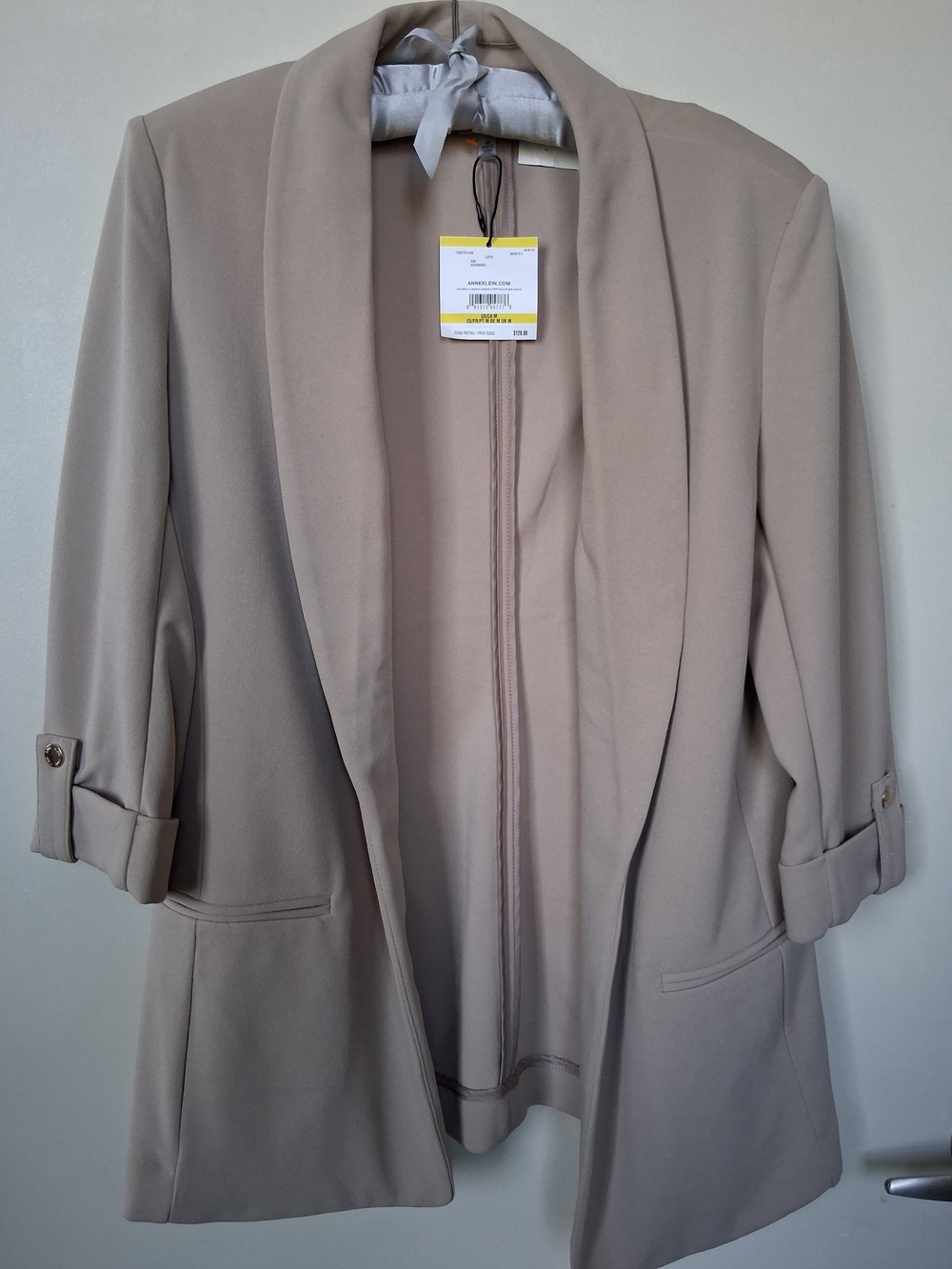 Anne Klein Taupe Open-Front Shawl Collar Blazer